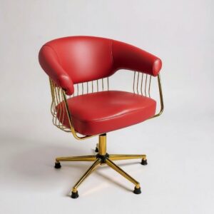 Kuaför Tarama ve Saç Kesim Koltuğu - Gold Telli Kırımızı