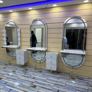 Makyaj ve Kesim Aynası 3 lü Ayna ve 2 li Komidin Set