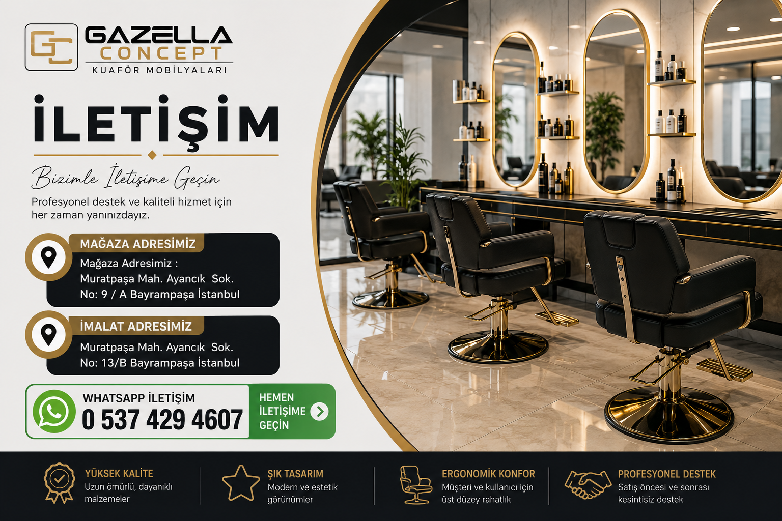 GC Gazella Concept kuaför saç kesim koltukları