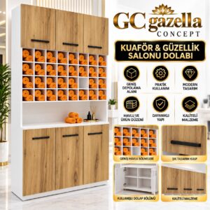 Kuaför Havlu ve Boya Dolabı – Doğal Meşe